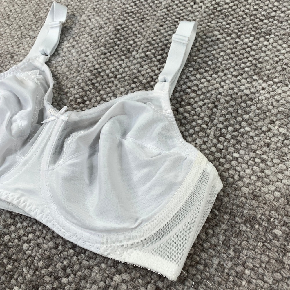 Bali Underwire Bra Womens 36D White Floral Embroidered Mesh 0180 Lingerie
